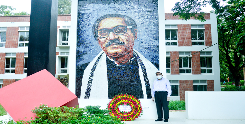 Prof. Dr. Mohammad Rafiqul Alam paid tribute on Shaheed Minar and Father of the Nation for reappointing as CUET VC.